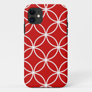 Overlapping Circles Geometric Pattern Red White iPhone 11 Case