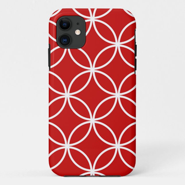 Overlapping Circles Geometric Pattern Red White Case-Mate iPhone Case (Back)