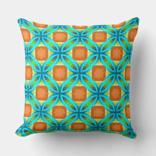Overlapping Circles of Teal Colours Throw Pillow