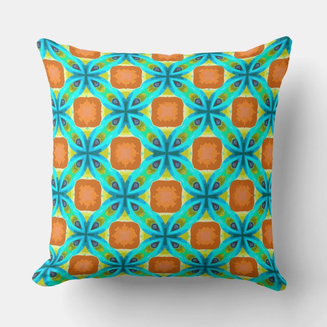 Overlapping Circles of Teal Colours  Throw Pillow (Front)