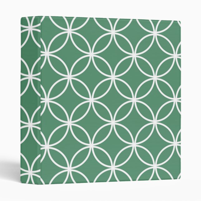 Overlapping Circles Pattern Sage Green White Binder (Front/Spine)