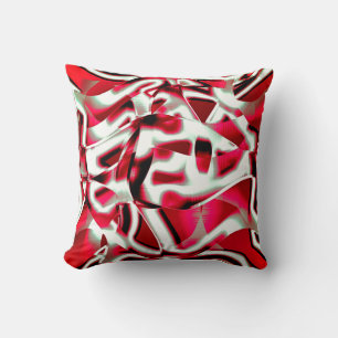 Overlapping curved ribbon in vivid red throw pillow