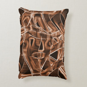 Overlapping curves in ribbon shapes, brown relief accent pillow