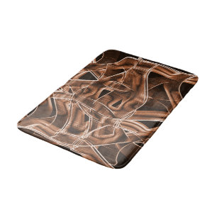Overlapping curves in ribbon shapes, brown relief bath mat