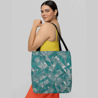 Overlapping geometric shapes abstract pattern tote bag