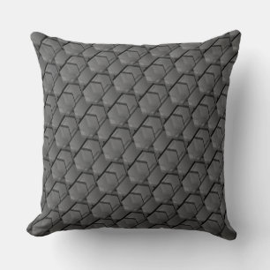 Overlapping grey hexagons forming squares throw pillow