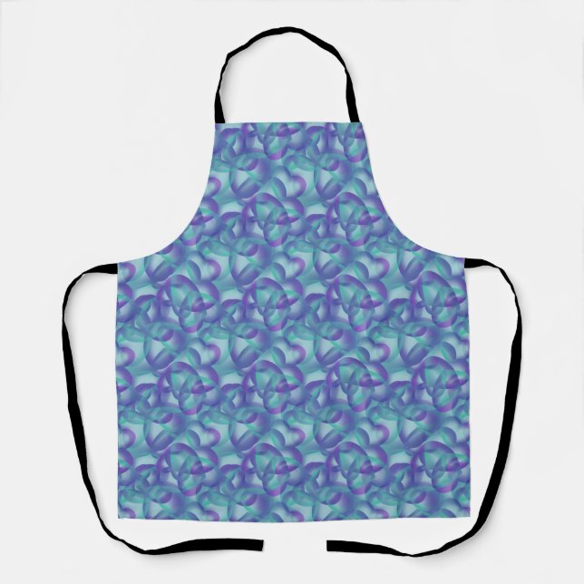 Overlapping Hearts Abstract In Purple Aqua Pattern Apron (Front)