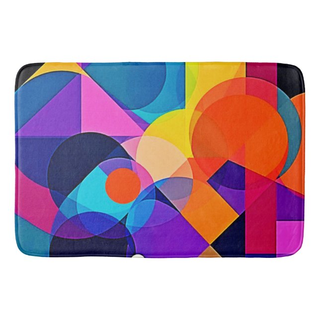 Overlapping Hues: Abstract Fusion Bath Mat (Front)