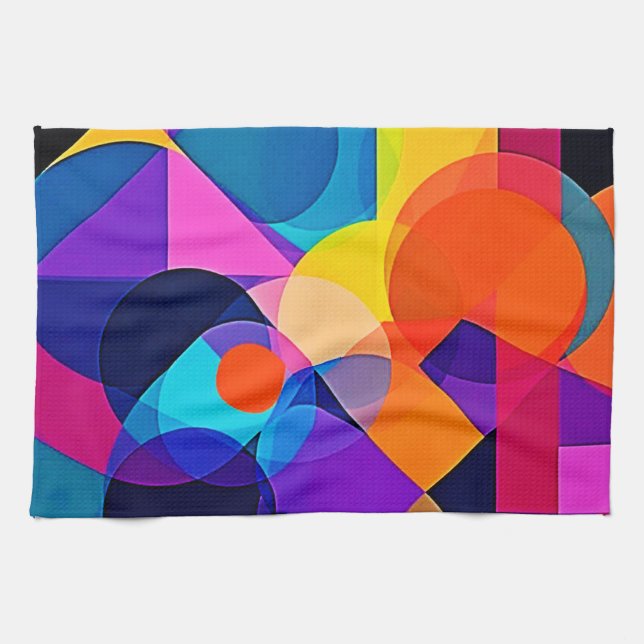 Overlapping Hues: Abstract Fusion Kitchen Towel (Horizontal)