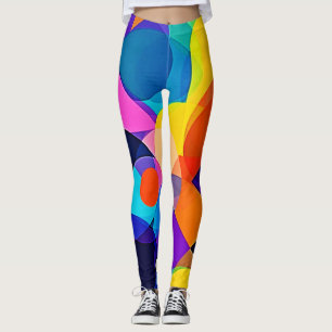 Overlapping Hues: Abstract Fusion Leggings