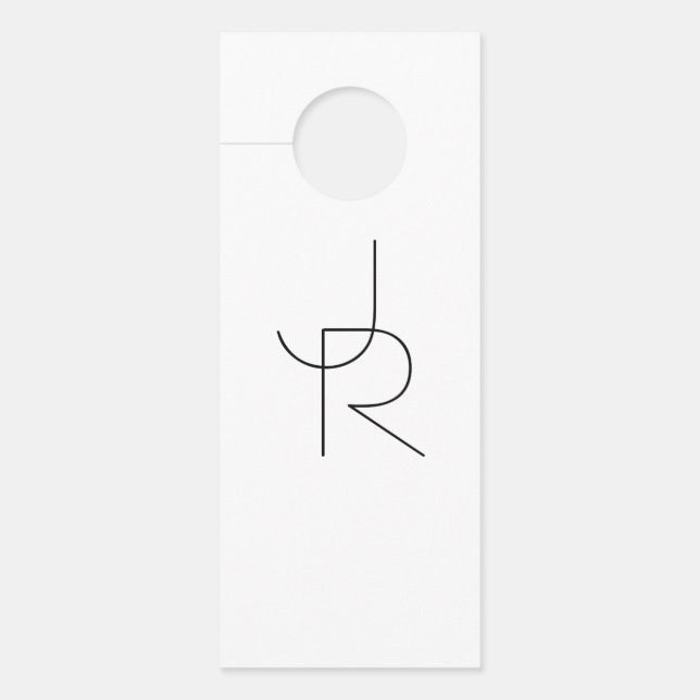 Overlapping Initials | Black On White Door Hanger (Front)