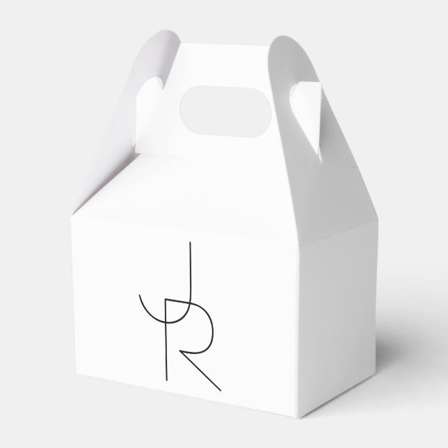 Overlapping Initials | Black On White Favor Box (Front Side)