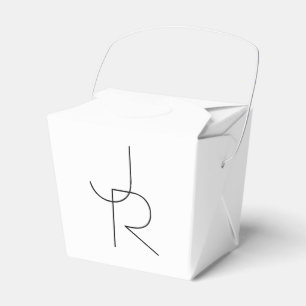 Overlapping Initials   Black On White Favor Box