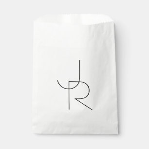 Overlapping Initials Black On White Favour Bag
