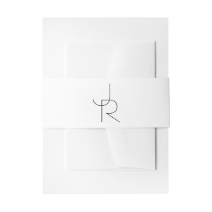 Overlapping Initials   Black On White Invitation Belly Band
