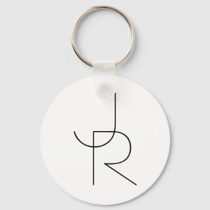 Overlapping Initials   Black On White Keychain