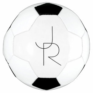 Overlapping Initials   Black On White Soccer Ball