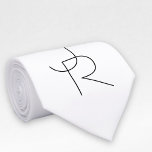 Overlapping Initials | Black On White Tie<br><div class="desc">Modern overlapping initials. 

Thank you for your purchase!</div>