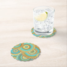 Overlapping Mandala Blue Brown Gold