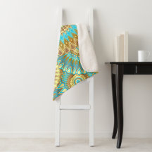 Overlapping Mandala Blue Brown Gold