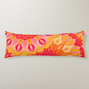 Overlapping Mandala Orange Pink Yellow Body Pillow