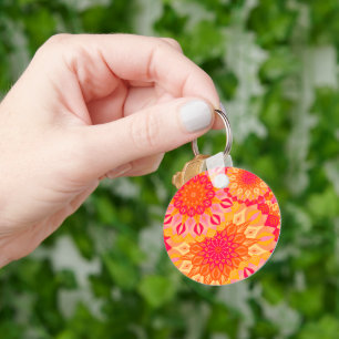Overlapping Mandala Orange Pink Yellow Keychain
