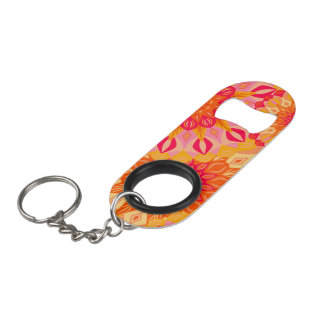 Overlapping Mandala Orange Pink Yellow Keychain Bottle Opener