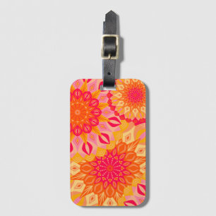 Overlapping Mandala Orange Pink Yellow Luggage Tag