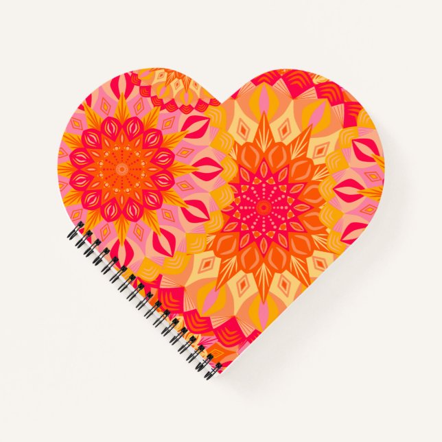 Overlapping Mandala Orange Pink Yellow Notebook (Front)
