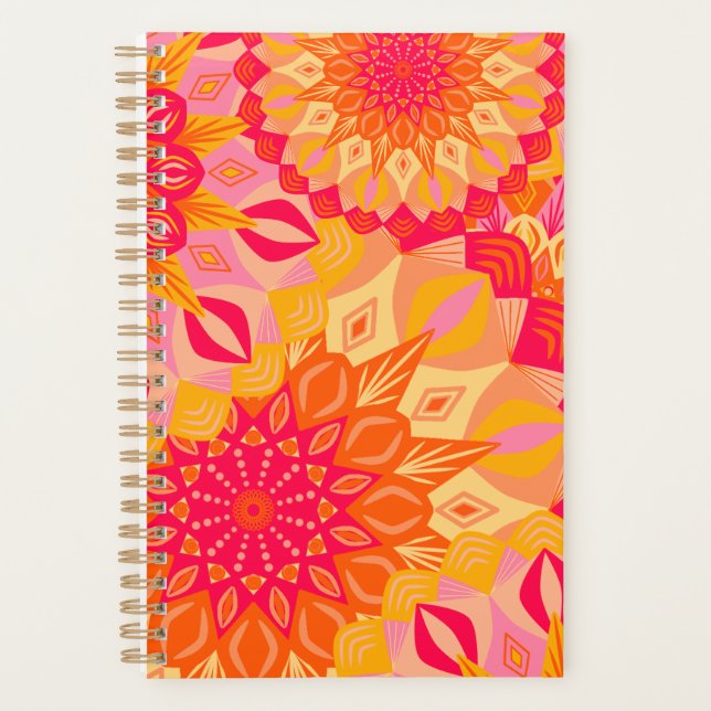 Overlapping Mandala Orange Pink Yellow Planner (Front)
