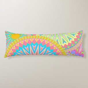 Overlapping Mandala Pink Blue Yellow Mint Purple Body Pillow