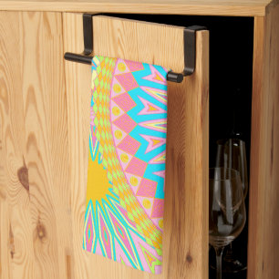 Overlapping Mandala Pink Blue Yellow Mint Purple Kitchen Towel