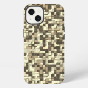 Overlapping mini squares in tones beige to brown iPhone 13 case