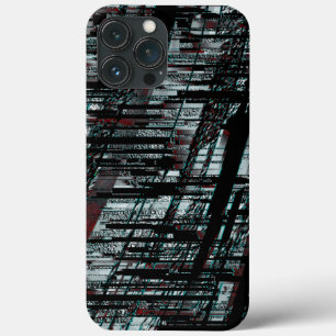 Overlapping narrow, linear cutouts intersecting on iPhone 13 pro max case