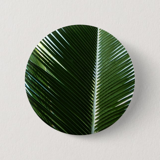 Overlapping Palm Fronds Tropical Green Abstract 2 Inch Round Button (Front)