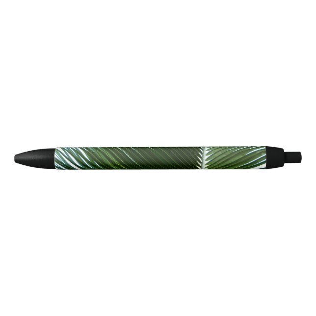 Overlapping Palm Fronds Tropical Green Abstract Black Ink Pen (Front)