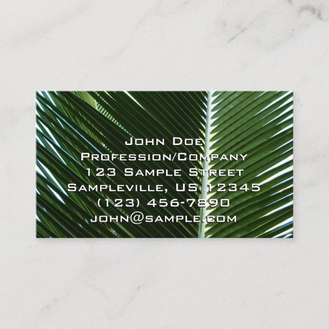 Overlapping Palm Fronds Tropical Green Abstract Business Card (Front)