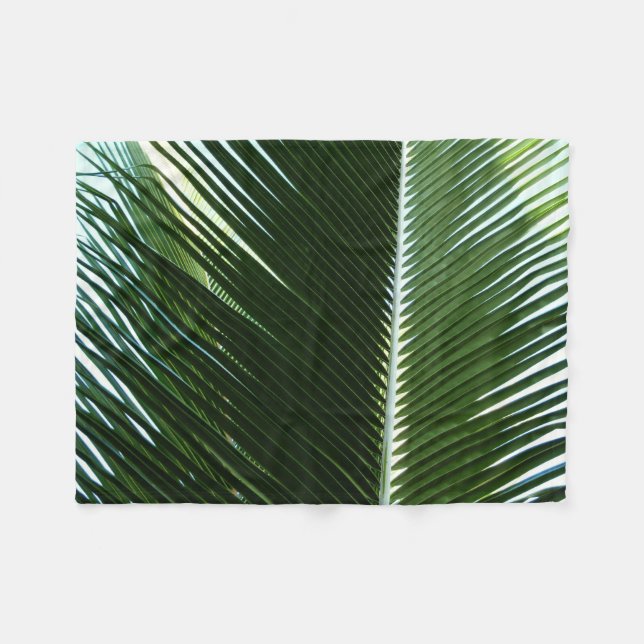 Overlapping Palm Fronds Tropical Green Abstract Fleece Blanket (Front (Horizontal))