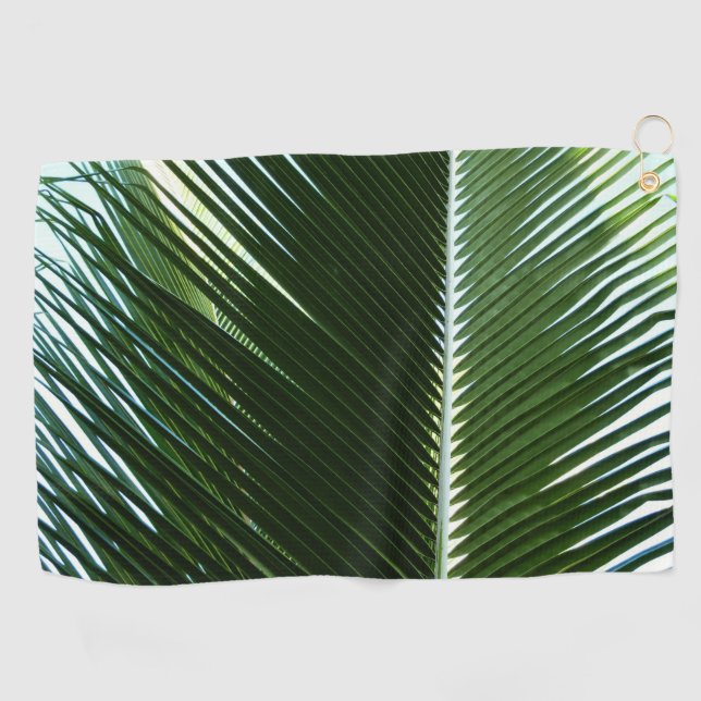 Overlapping Palm Fronds Tropical Green Abstract Golf Towel (Horizontal)