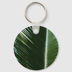 Overlapping Palm Fronds Tropical Green Abstract Keychain