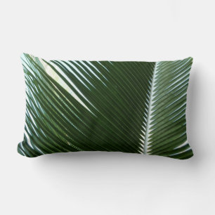 Overlapping Palm Fronds Tropical Green Abstract Lumbar Pillow