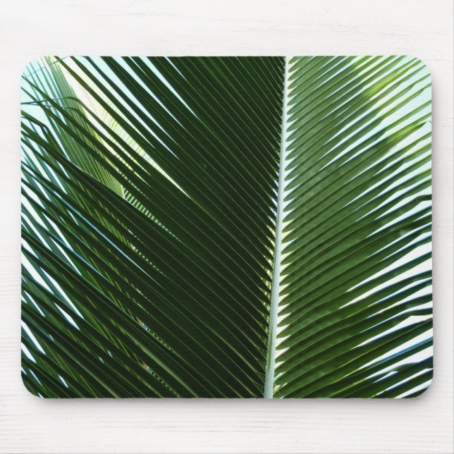 Overlapping Palm Fronds Tropical Green Abstract Mouse Pad (Front)