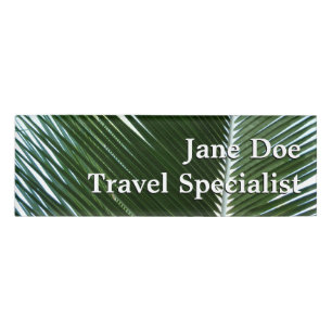 Overlapping Palm Fronds Tropical Green Abstract Name Tag
