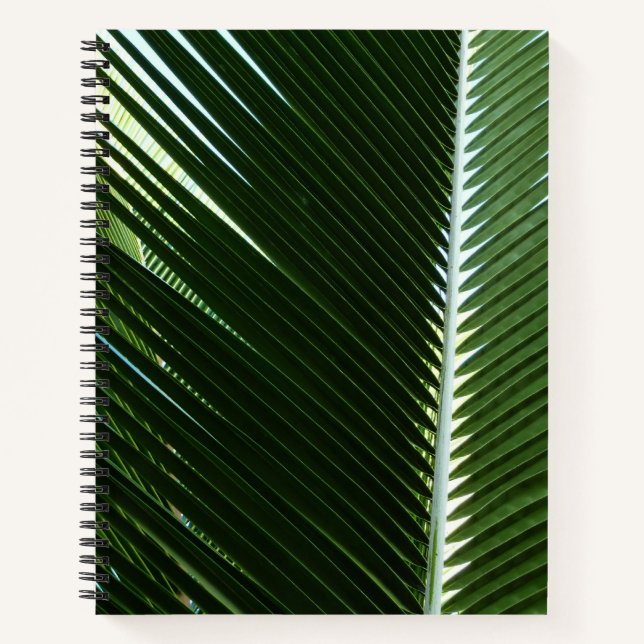 Overlapping Palm Fronds Tropical Green Abstract Notebook (Front)