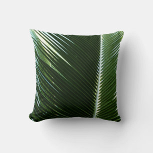 Overlapping Palm Fronds Tropical Green Abstract Throw Pillow