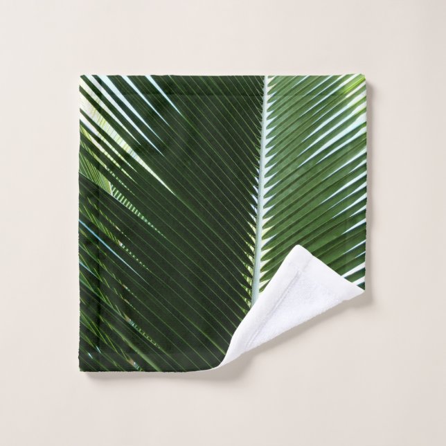 Overlapping Palm Fronds Tropical Green Abstract Wash Cloth (Wash Cloth)