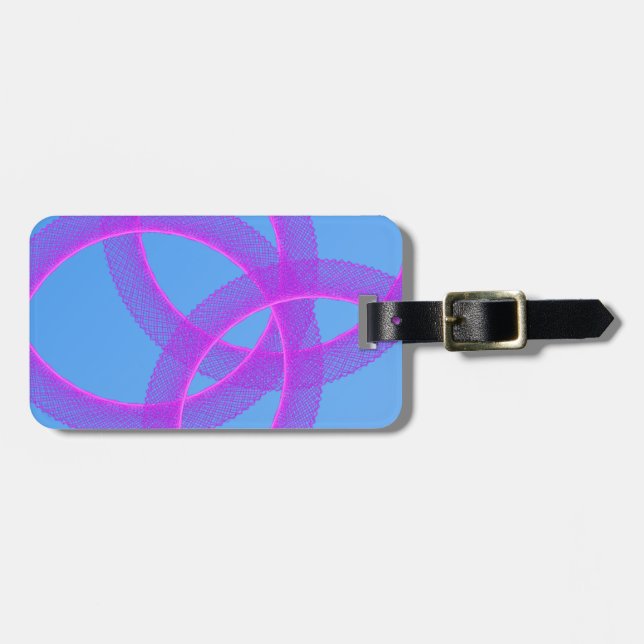 overlapping purple ring in blue background luggage tag (Front Horizontal)