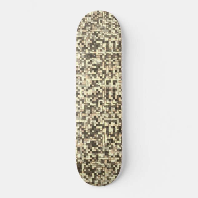 Overlapping small squares in tones beige to brown skateboard (Front)