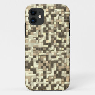 Overlapping small squares in tones brown to beige iPhone 11 case