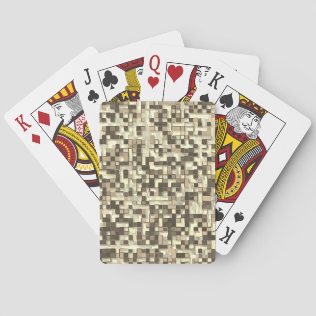 Overlapping small squares in tones of brown beige playing cards (Back)